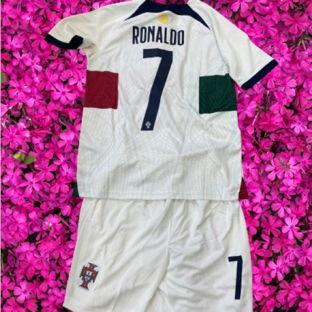 Portugal cr7 home jersey set off white size small.